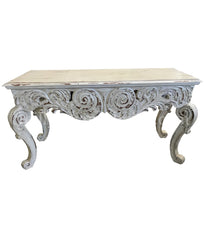 Peruvian Home Furnishings Verona Hand Painted Wood Console Table Vintage White
