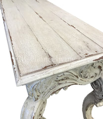Peruvian Home Furnishings Verona Hand Painted Wood Console Table Vintage White
