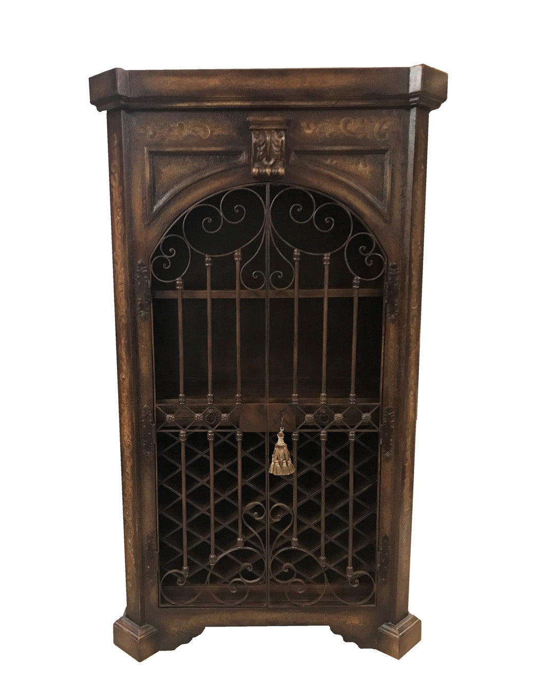 Ica Peruvian Hand Crafted Wood and Iron Wine Cabinet