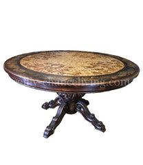 Peruvian Home Furnishings Salerno Hand Painted Wood 60” Round Dining Table Caramel Finish