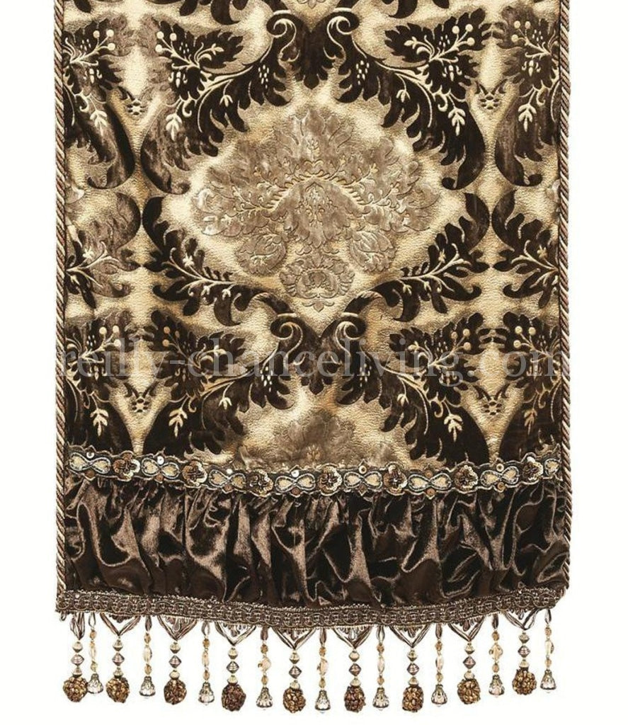 Table_runner-velvet_brocade-brown-gold-beads-reilly_chance_collection