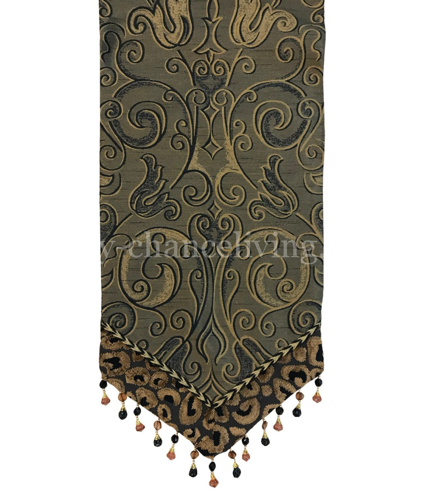 Small Luxury Table Runner Black and Bronze Renaissance