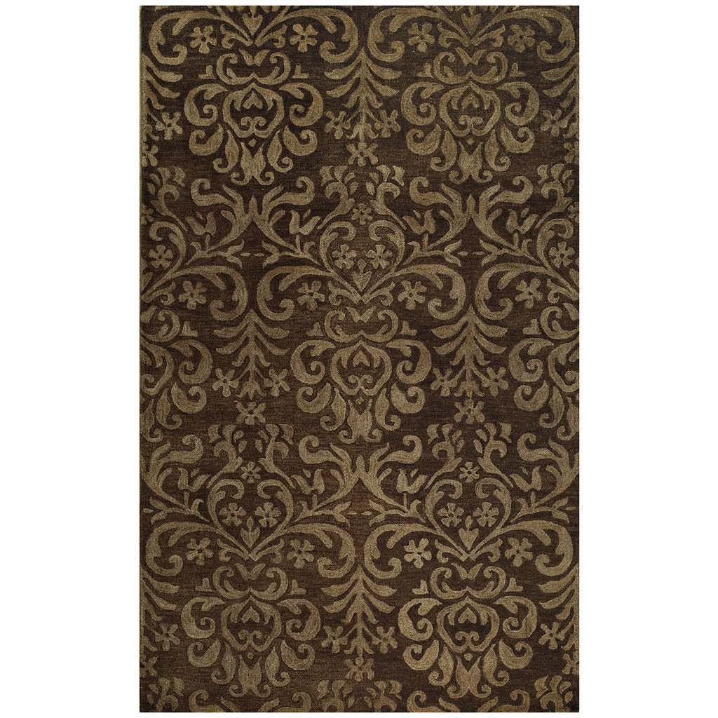Filigree Damask Hand Tufted Rug Espresso