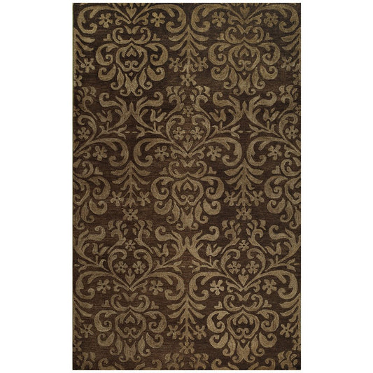 Filigree Damask Hand Tufted Rug Espresso