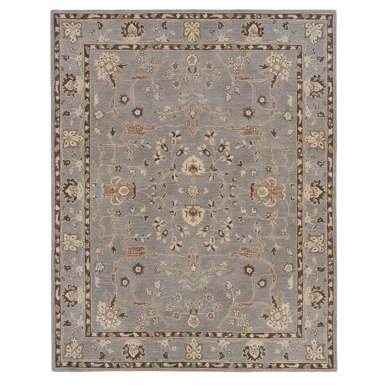 Azari-Isfahan Hand Tufted Rug Gray