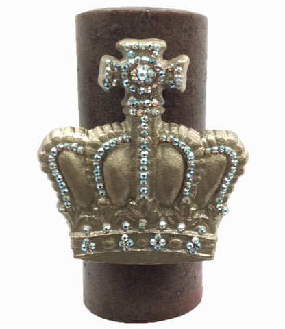 Triple_scented-hand_poured_candle-light_brown-fresh_linen_scent-4x9-champagne_jeweled_crown-decorative_candles-sir_olivers-reilly_chance_collection