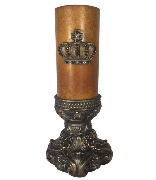 Decorative Candle 3X6 Jeweled Crown Base Candle/base Combination