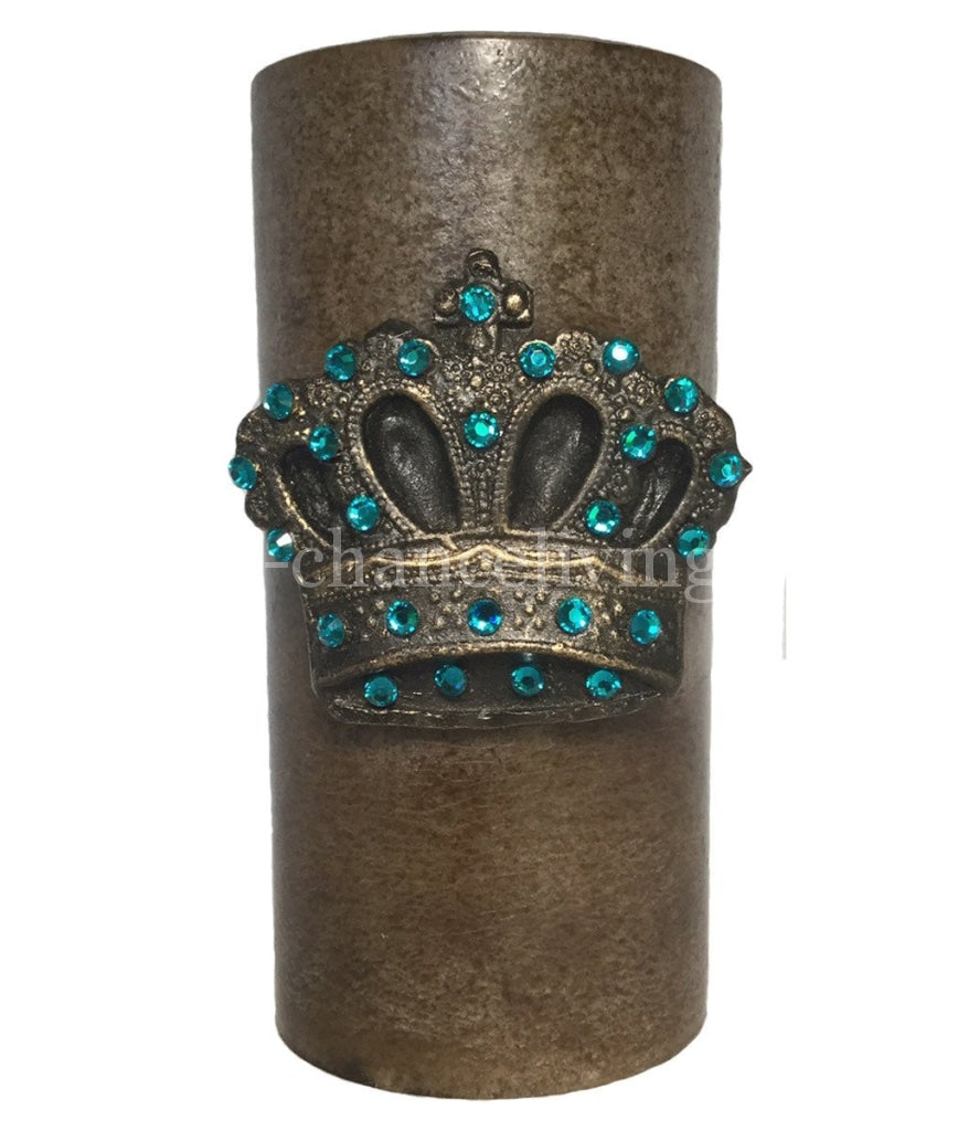 Triple_scented_candle-3x6-light_brown-fresh_linen-bronze_fancy_jeweled_crown-sir_olivers-reilly_chance_collection_grande