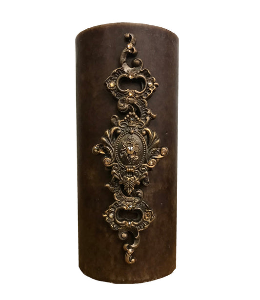 Decorative Candle 4X9 With Jeweled Scroll Medallion Candles