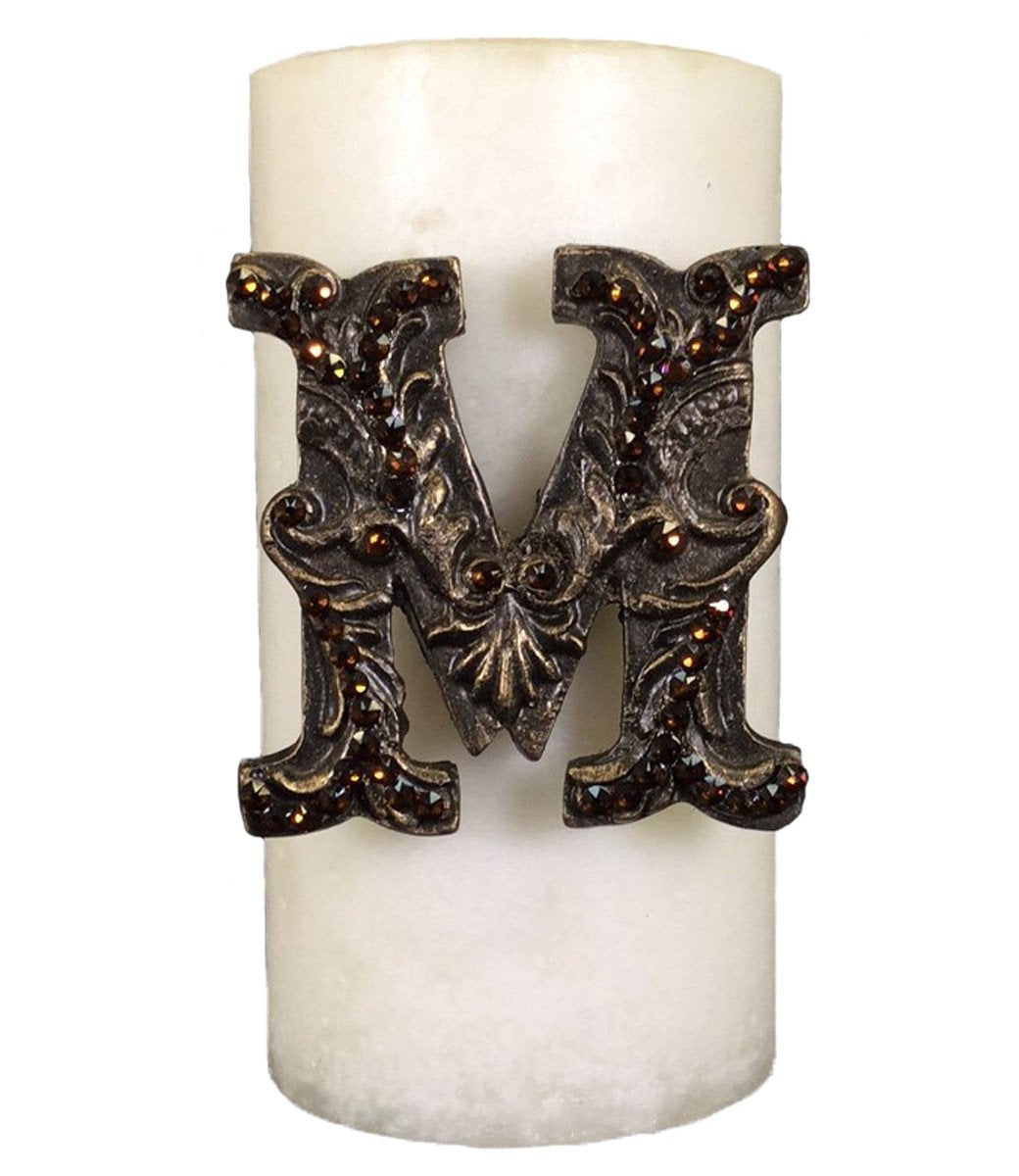 Decorative Candle 3X6 With Swarovski Jeweled Initial Candles