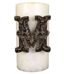 Decorative Candle 3X6 With Swarovski Jeweled Initial Candles