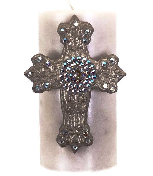 Decorative Candle 3X6 Jeweled Cross Candles