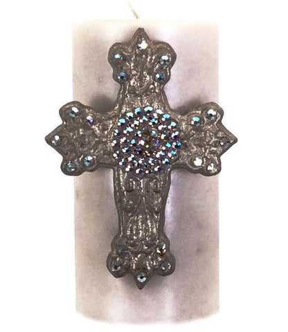 Decorative Candle 3X6 Jeweled Cross Candles
