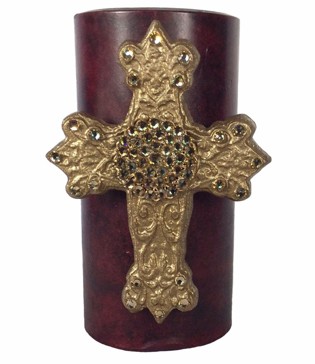 Decorative Candle 3X6 Jeweled Cross Candles
