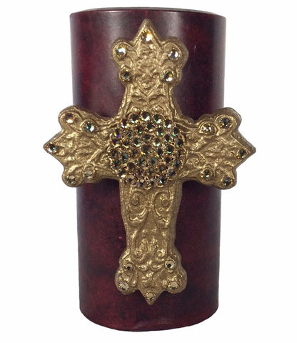 Decorative Candle 3X6 Jeweled Cross Candles
