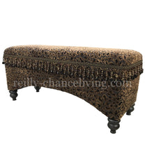 Old World Style Upholstered Bench Leopard Print Foot Stools