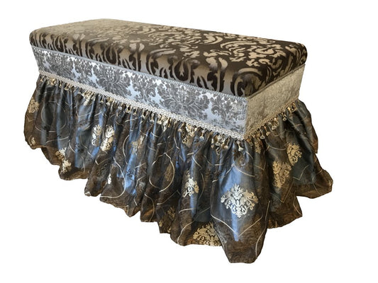 Old World Style Luxury Upholstered Bench Tranquility Foot Stools