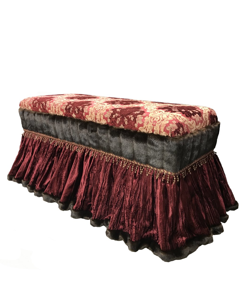 Old World Style Luxury Upholstered Bench Firenze Foot Stools