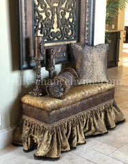 Old World Style Upholstered Bench Bronze And Gold Foot Stools