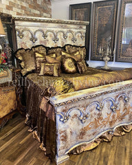 Versailles Peruvian Hand Crafted Wood King Size Bed in Milan Finish