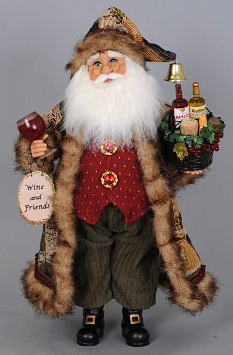 Basket Of Cheer Wine Santa Christmas Home Decor