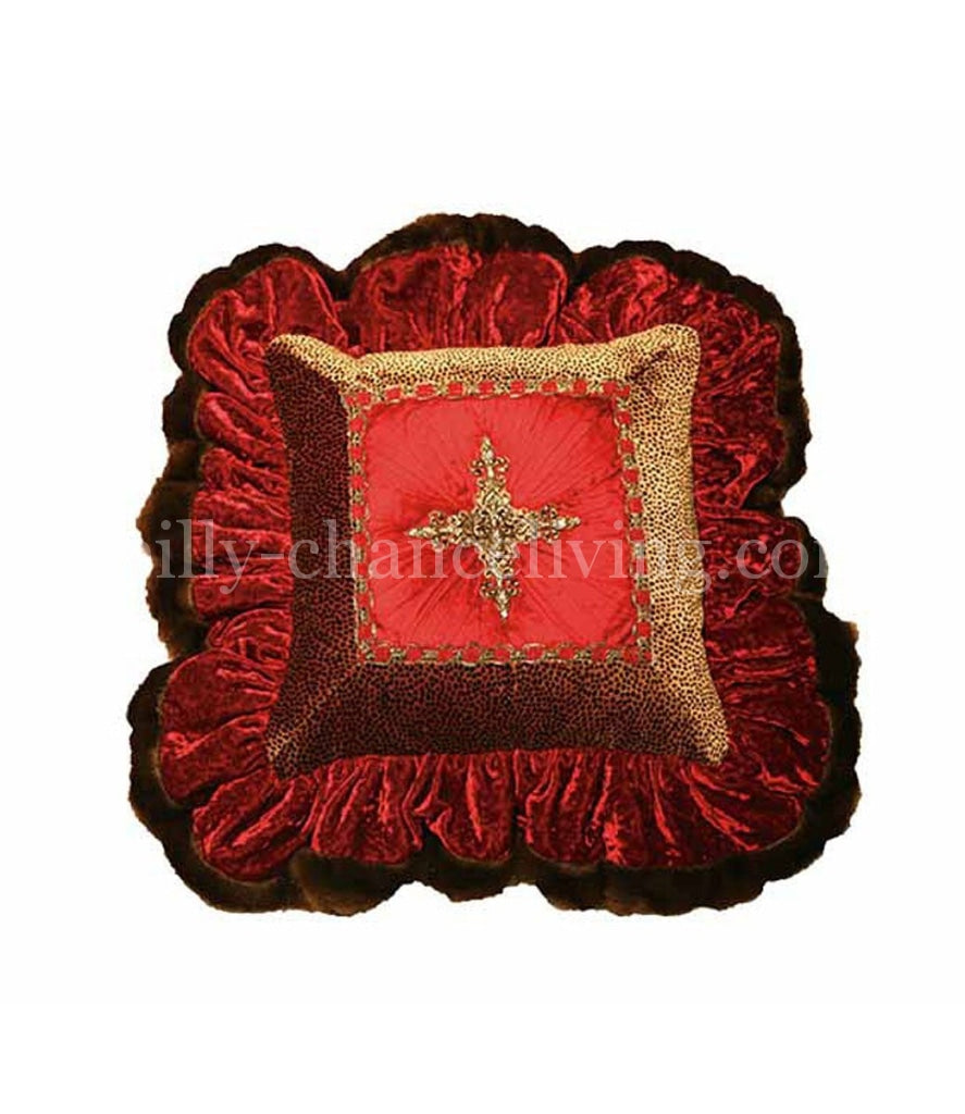 Red And Cheetah Jeweled Cross Christmas Pillow Holiday Pillows